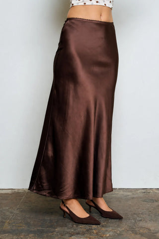 Midnight Espresso Satin Slip Skirt
