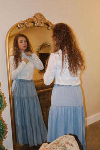 Denim Dusk Tiered Skirt