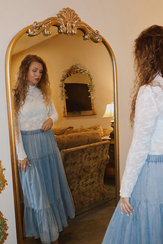 Denim Dusk Tiered Skirt