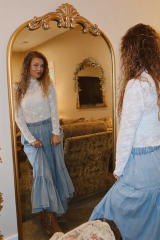 Denim Dusk Tiered Skirt