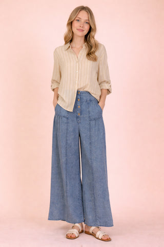 Blue Skies Chambray Wide Leg Pants