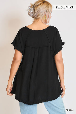 Frayed Eclipse Blouse in Plus