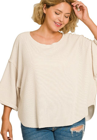 Comfort Waffle Knit Top in Plus