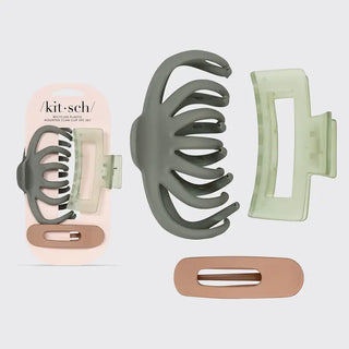 Kitsch Recycled Plastic Assorted Claw Clip Set – 3 Piece