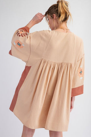 Chasing Sunsets Embroidered Mini Dress in Plus