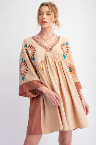 Chasing Sunsets Embroidered Mini Dress in Plus