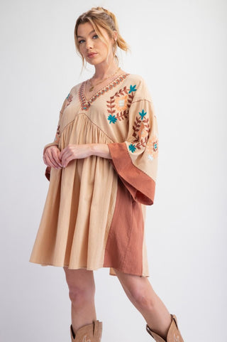 Chasing Sunsets Embroidered Mini Dress in Plus