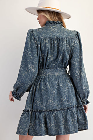 Dusty Petal Denim Mini Dress