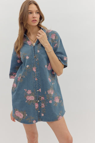 Blossom Denim Shirt Dress