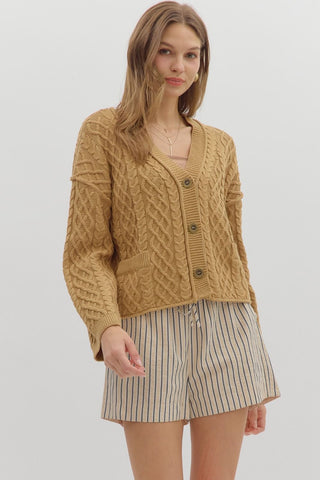 Harvest Cable Knit Cropped Cardigan