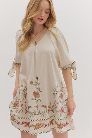 Meadow Whispers Embroidered Dress