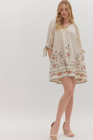 Meadow Whispers Embroidered Dress