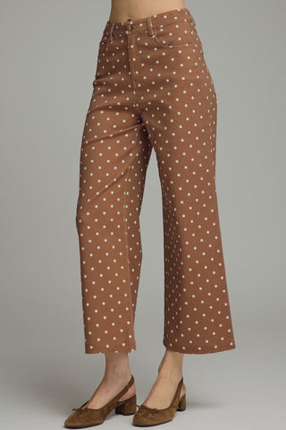 Dotted Wide Leg Cropped Pants