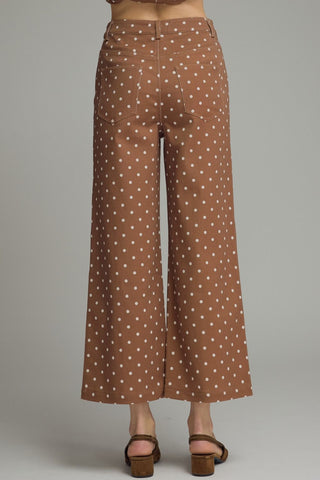 Dotted Wide Leg Cropped Pants