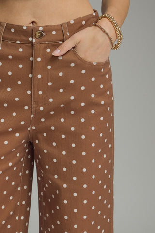 Dotted Wide Leg Cropped Pants
