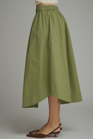 Olive Grove Button Midi Skirt