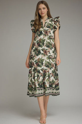 Garden Romance Ruffle Midi Dress
