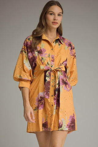 Autumn Bloom Shirt Dress