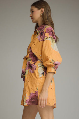Autumn Bloom Shirt Dress