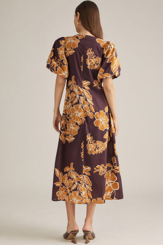 Amber Bloom Pintuck Midi Dress