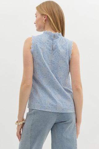 Tiny Daisy Sleeves Embroidered Blouse