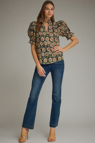 Marigold Vine Ruffle Collar Top