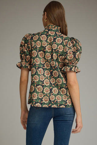Marigold Vine Ruffle Collar Top