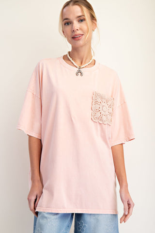 Crochet Pocket Mineral Wash Tee