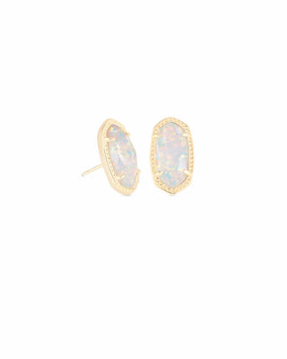 Kendra Scott Ellie Gold Stud Earrings in White Kyocera Opal