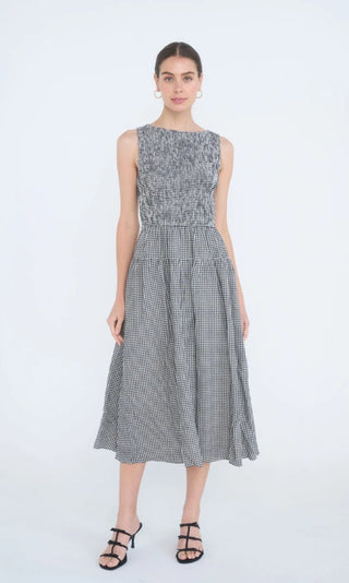 Classic Charm Gingham Midi Dress