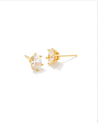 Cailin Gold Crystal Stud Earrings in White Crystal