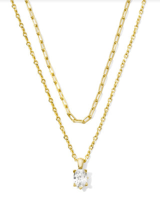 Cailin Multi Strand Necklace – White Crystal