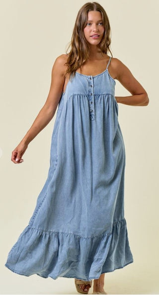 Willow Breeze Chambray Midi Dress