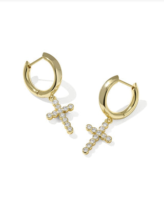 Cross Crystal Huggie Earrings