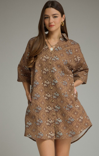 Mocha Blossom Shirt Dress