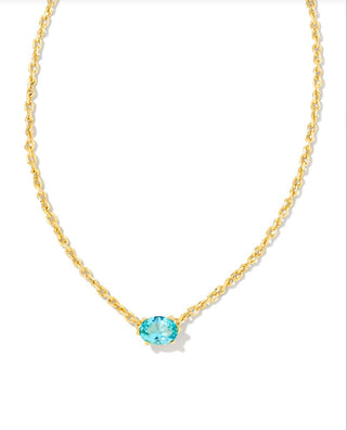 Cailin Gold Pendant Necklace in Gold Aqua Crystal