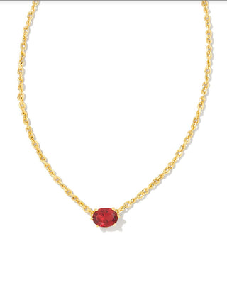 Cailin Gold Pendant Necklace in Gold Burgundy Crystal