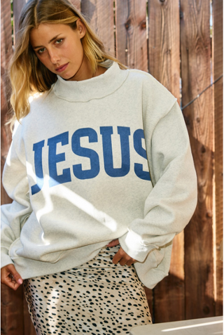Faith Graphic Mock Neck Sweatshirt