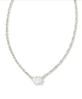 Cailin Gold Pendant Necklace in Rhodium Metal White