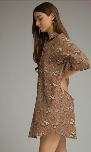 Mocha Blossom Shirt Dress