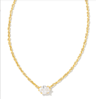 Cailin Gold Pendant Necklace in Gold Metal White