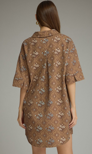 Mocha Blossom Shirt Dress