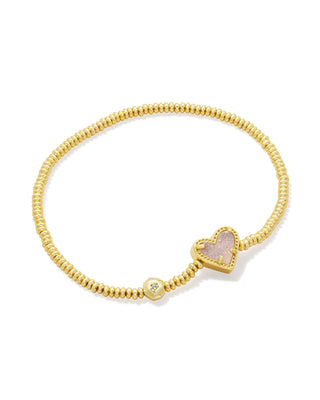 Ari Heart Stretch Bracelet in Gold Iridescent Drusy