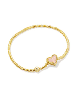 Ari Heart Stretch Bracelet Gold Rose Quartz