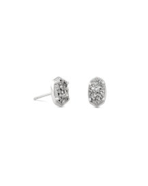 Emilie Stud Earrings in Rhodium Platinum Drusy