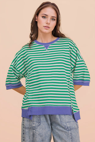 Playful Stripe Knit Top in Plus