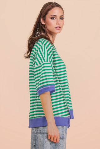 Playful Stripe Knit Top in Plus