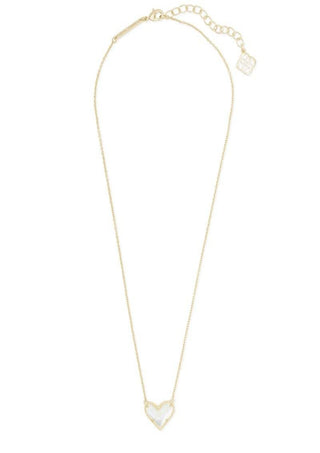 ACCESSORIES GOLDIVORYMOP Kendra Scott Ari Heart Gold Ivory Mother-Of-Pearl Pendant Necklace
