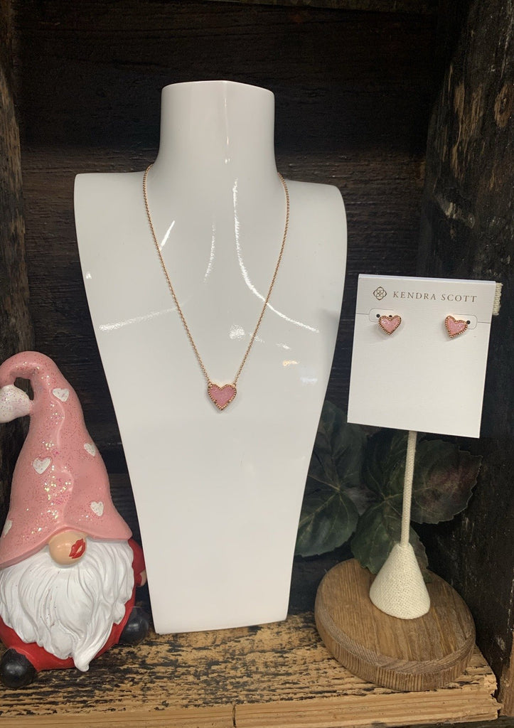 ACCESSORIES RSGLIGHTPINKDRUSY Kendra Scott Ari Heart Rose Gold Light Pink Drusy Pendant